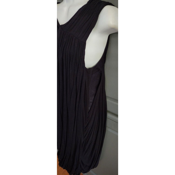 Vintge A.L.C Black Dramatic Pleated Drape Mini Dress Women Small Tencel Cashmere - Picture 2 of 7